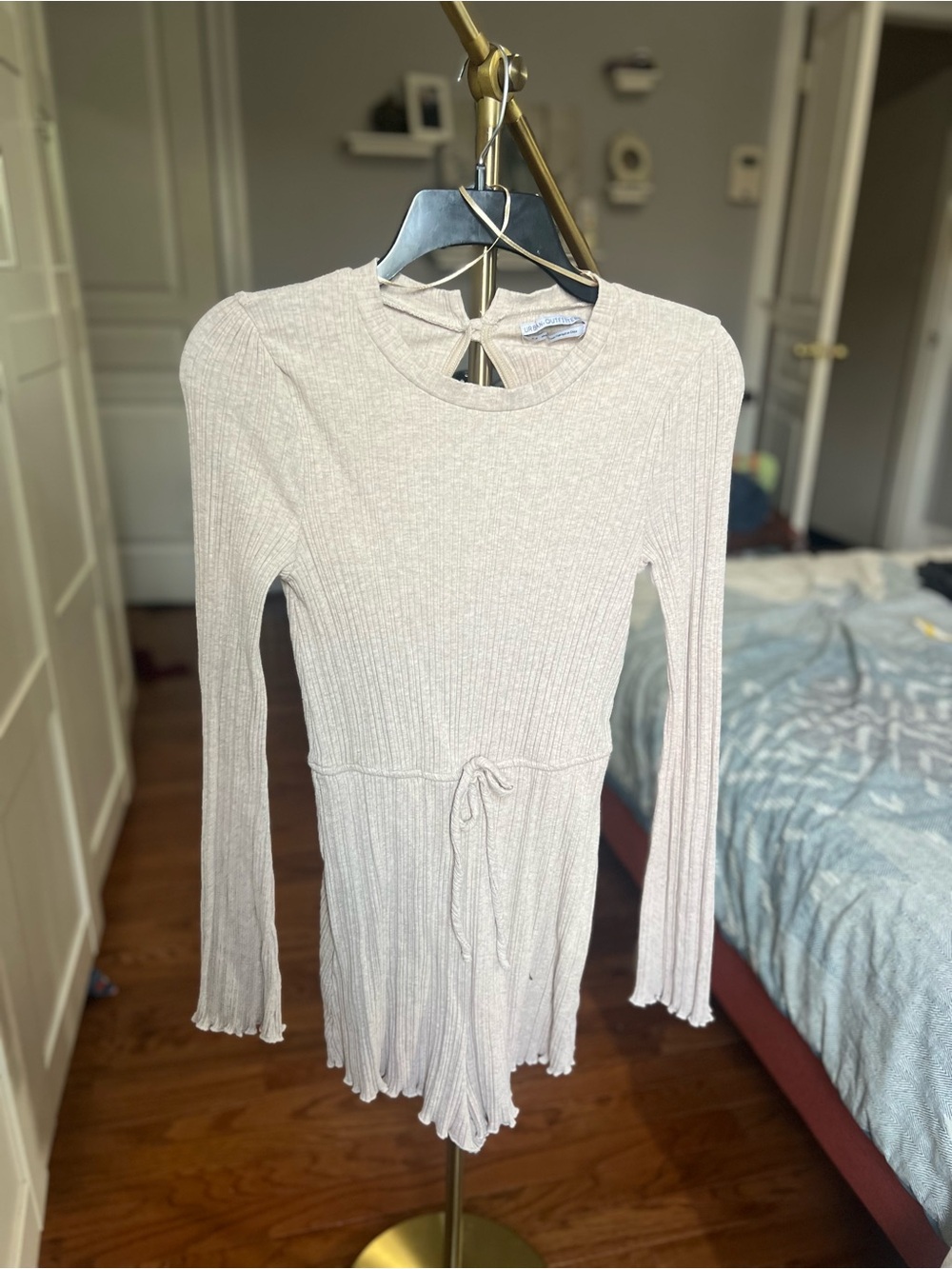 Urban Outfitters Cream Ribbed Knit Romper